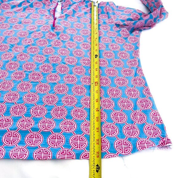 IBKUL Zip Long Sleeve Mock Neck Top Pink Blue medallion XL - Picture 8 of 10